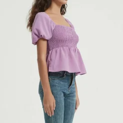 Women's Puff Sleeve Peplum Blouse