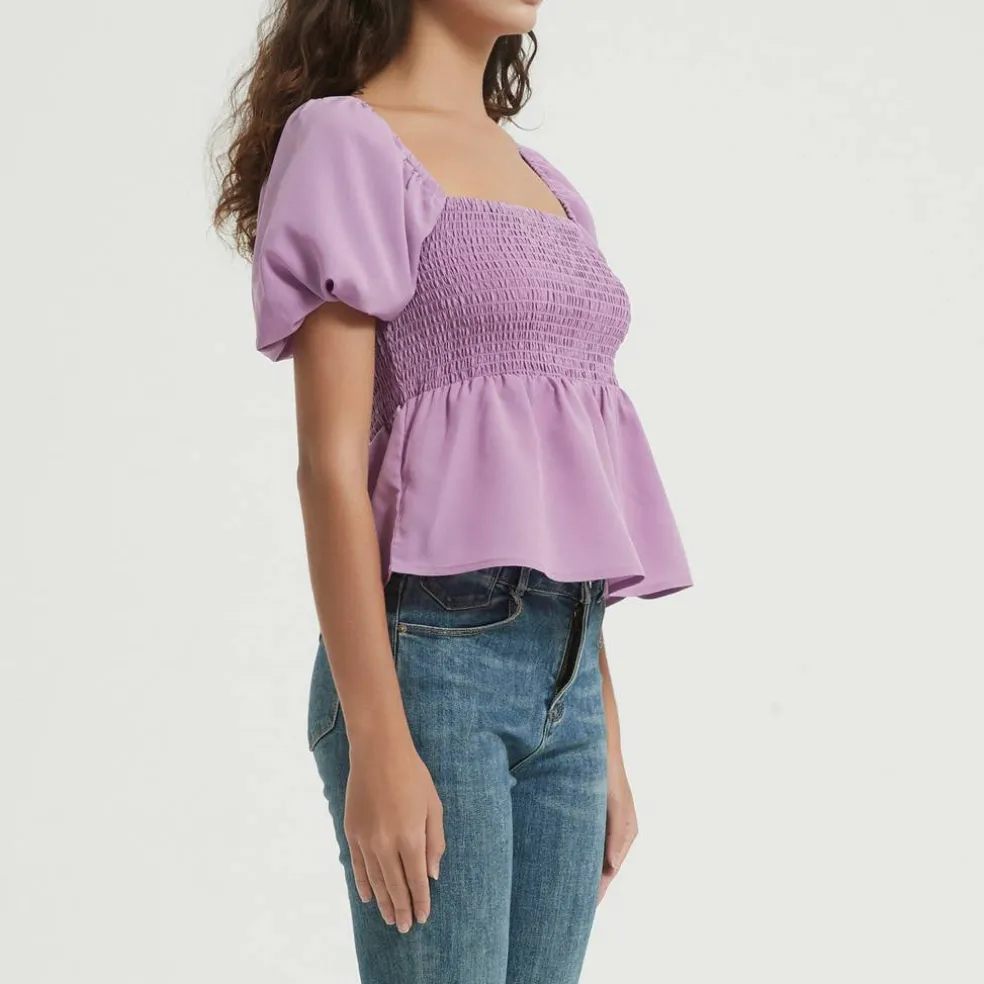 Women's Puff Sleeve Peplum Blouse