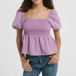 Women's Puff Sleeve Peplum Blouse