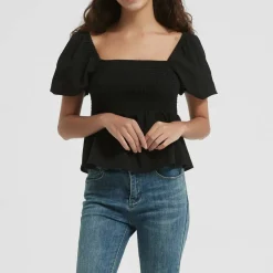 Women's Puff Sleeve Peplum Blouse