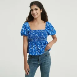 Women's Puff Sleeve Peplum Blouse