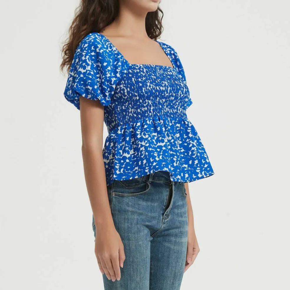 Women's Puff Sleeve Peplum Blouse