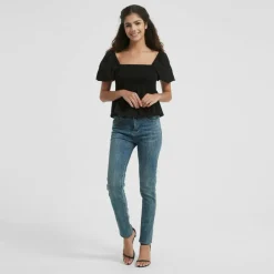 Women's Puff Sleeve Peplum Blouse