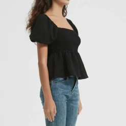 Women's Puff Sleeve Peplum Blouse