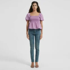 Women's Puff Sleeve Peplum Blouse