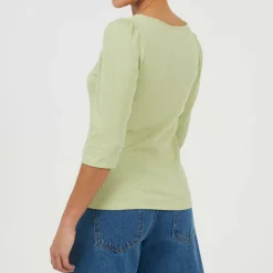Womens Puff Sleeve Square Neck Top