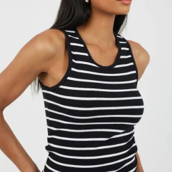 Womens Scoop Neck Striped Tank Vest Top