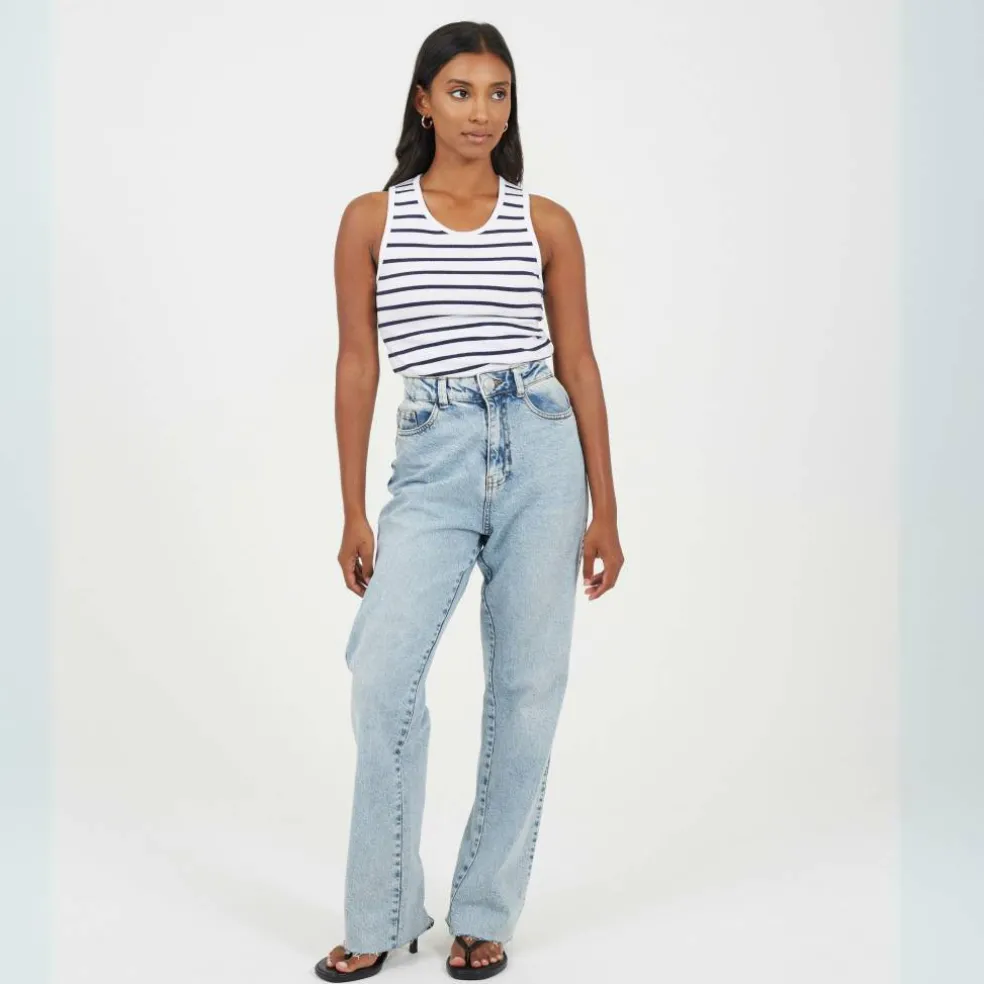 Womens Scoop Neck Striped Tank Vest Top