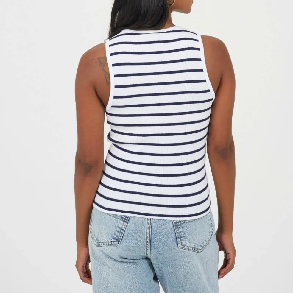 Womens Scoop Neck Striped Tank Vest Top