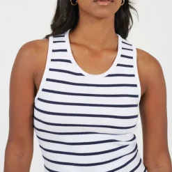 Womens Scoop Neck Striped Tank Vest Top