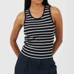 Womens Scoop Neck Striped Tank Vest Top