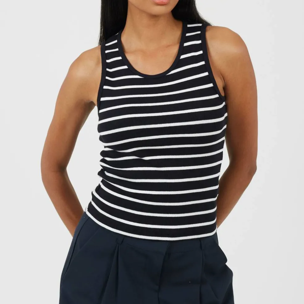 Womens Scoop Neck Striped Tank Vest Top