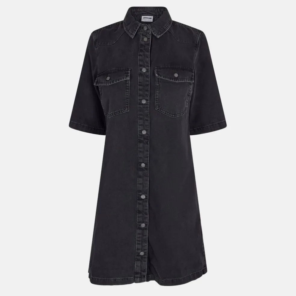 Women's Short Sleeve Denim Shirt Dress