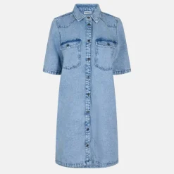 Women's Short Sleeve Denim Shirt Dress