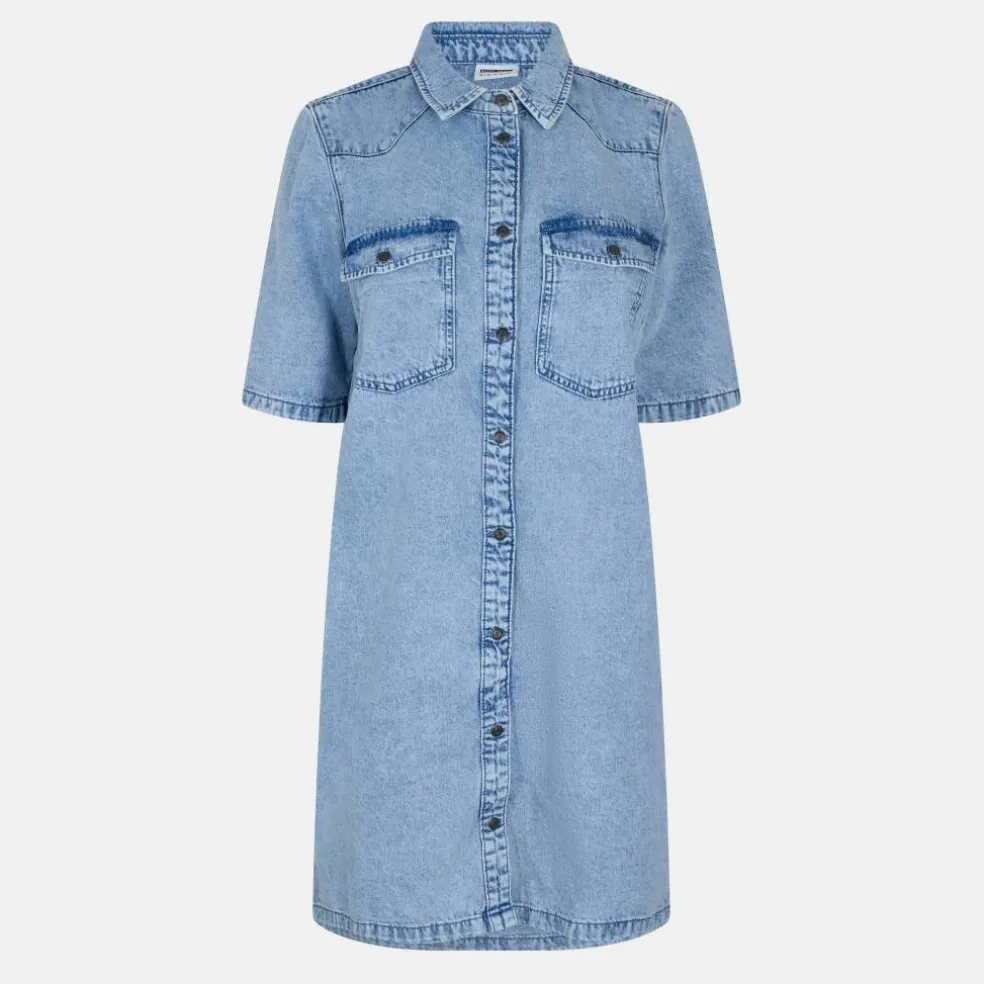 Women's Short Sleeve Denim Shirt Dress
