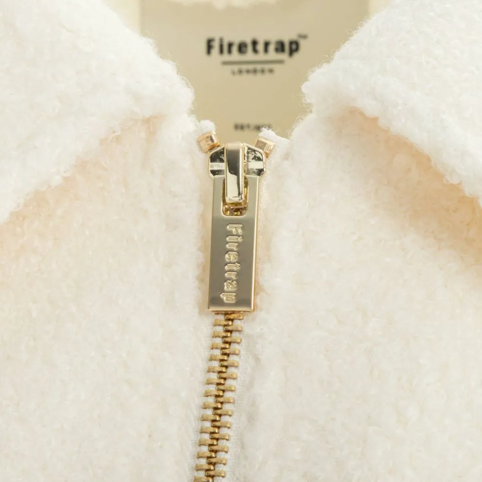 Women's Short Textured Cropped Long Sleeve Shearling Jacket