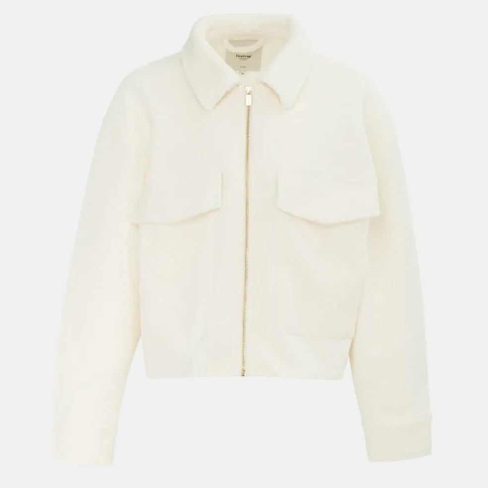 Women's Short Textured Cropped Long Sleeve Shearling Jacket