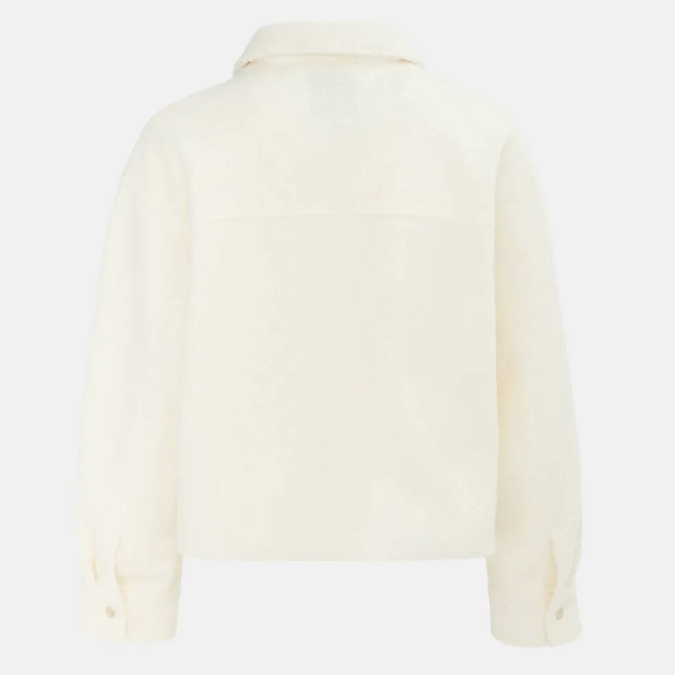Women's Short Textured Cropped Long Sleeve Shearling Jacket