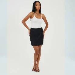 Womens Side Tie Plisse Mini Skirt