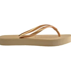 Women's Slim Flatform Golden Flip Flops