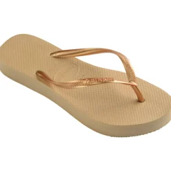 Women's Slim Flatform Golden Flip Flops