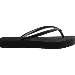 Women's Slim Flatform Sparkle Black Flip Flops