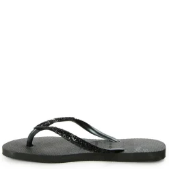 Women's Slim Glitter Black Flip Flops