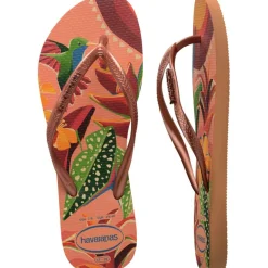 Women's Slim Tropical Salmon Flip Flops