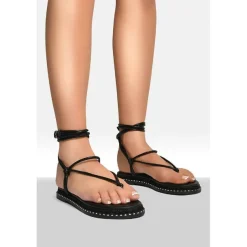 Women's Strappy Ankle Tie Flat Sandal