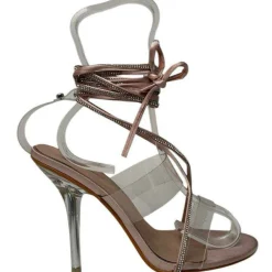 Women's Strappy Crystal Detail Flat Sandal