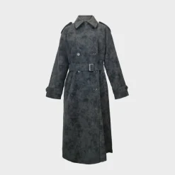 Women's Suede Long Sleeve Calf Length Faux Leather Jacket