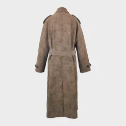 Women's Suede Long Sleeve Calf Length Faux Leather Jacket