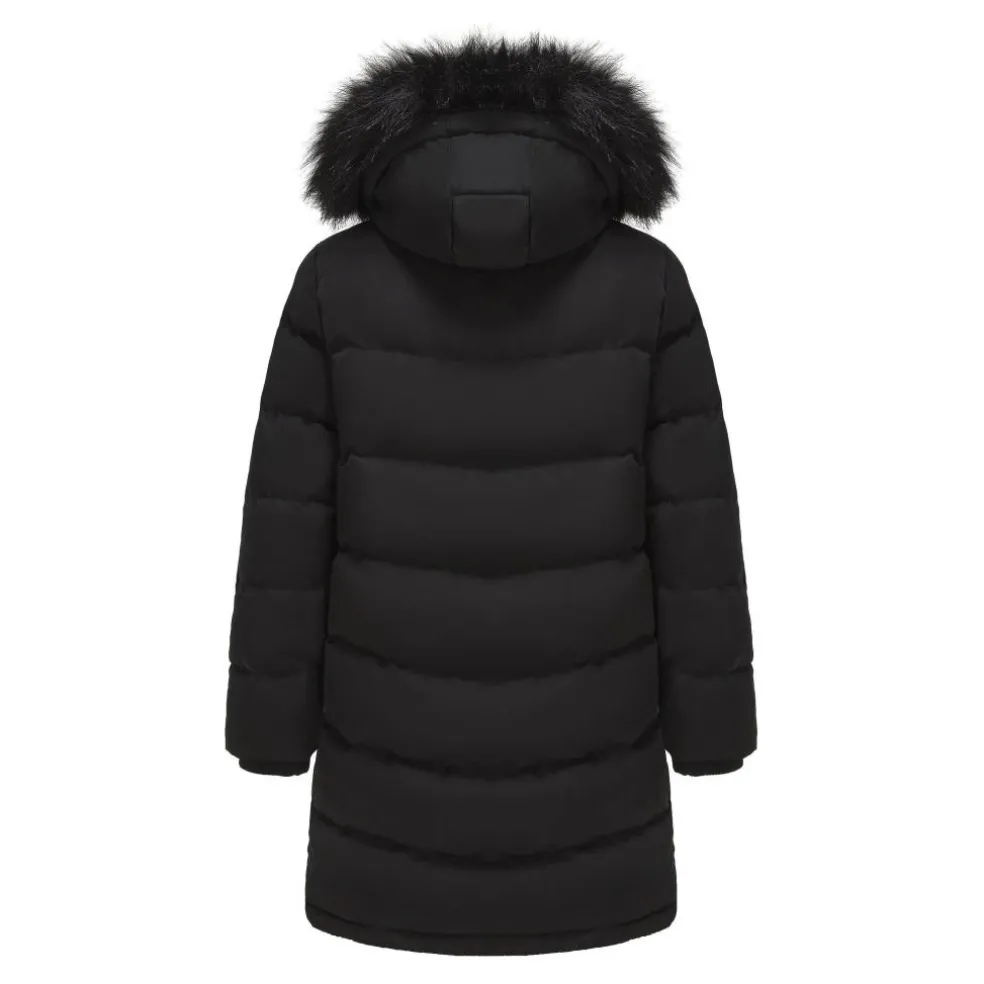 Women's Water Resistant Faux Fur Trim Windproof Long Sleeve Puffer Jacket