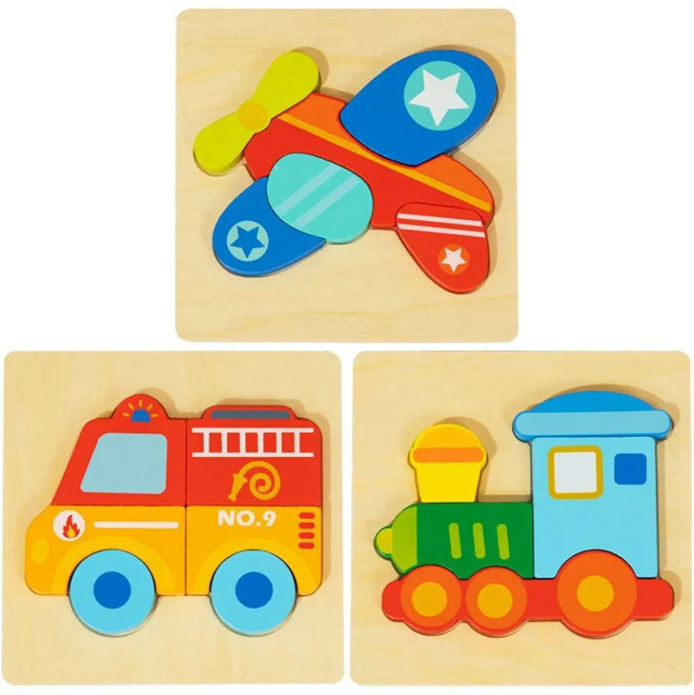 Wooden 3 Piece Vehicle Puzzle