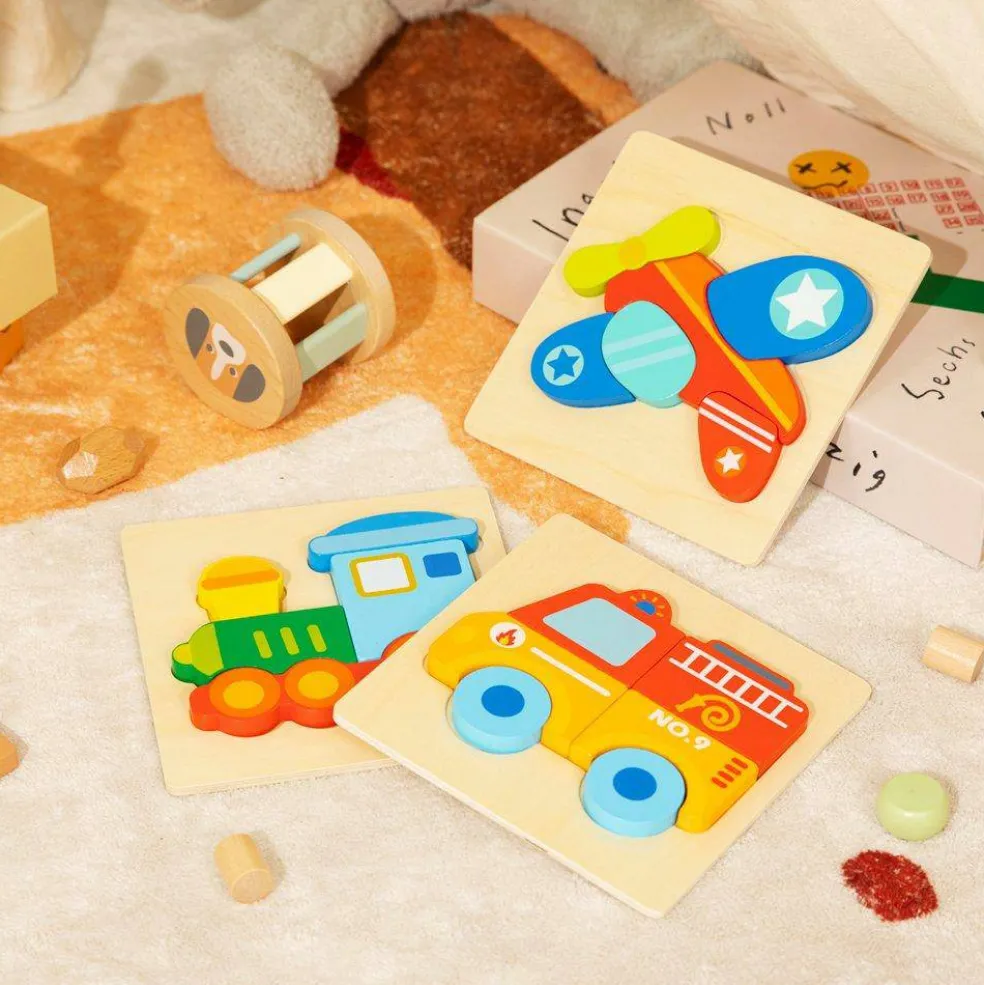 Wooden 3 Piece Vehicle Puzzle