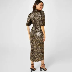 x Tess Daly Foil Leopard Dress
